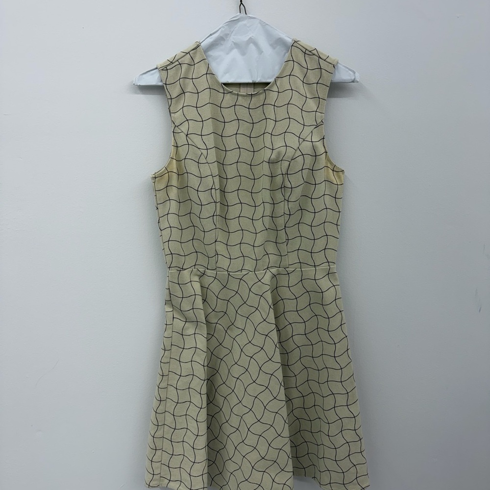 Chic Cream Geometric Pattern Mini Dress